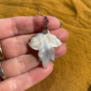 Vintage opal shell leaf pair of earrings